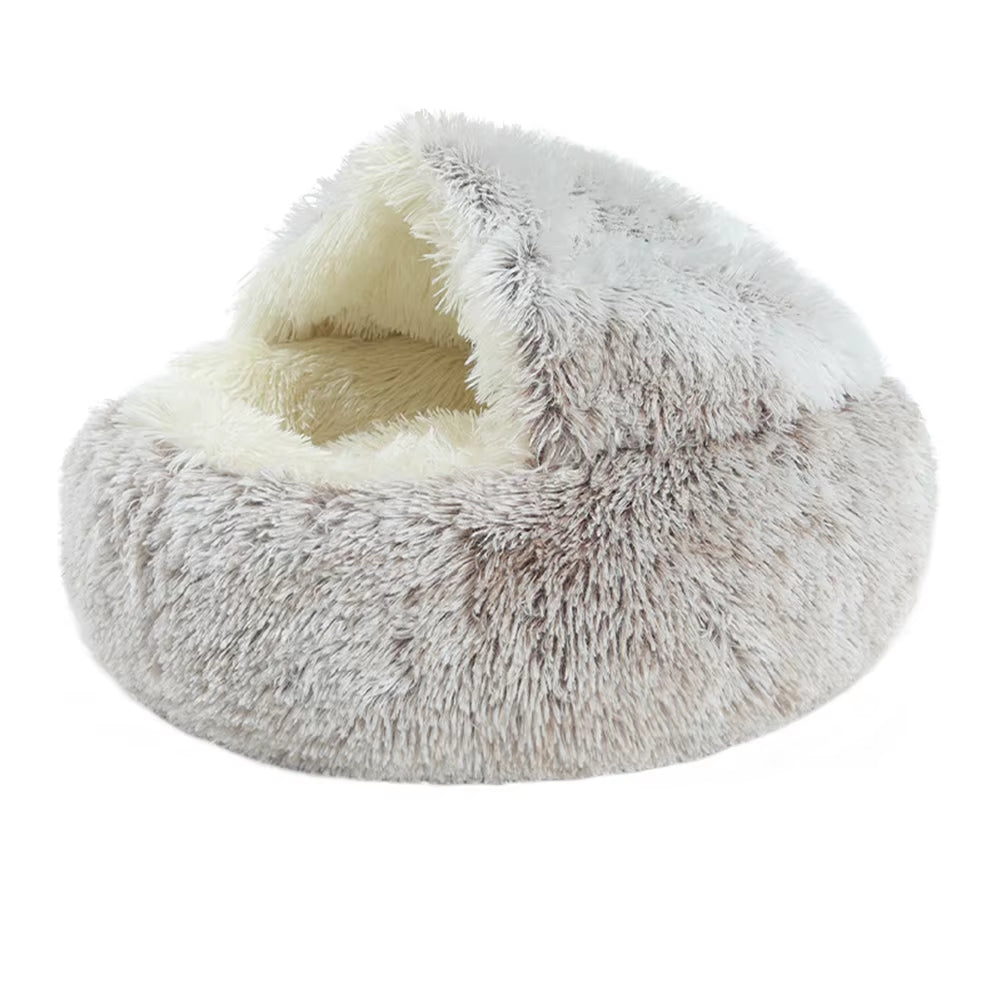 Pet Dog Cat Bed round Plush Cat Self Warming Bed House Soft Long Plush Bed for Small Dog Cat Nest Pet Sleeping Cave Cushion