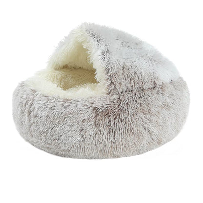 Pet Dog Cat Bed round Plush Cat Self Warming Bed House Soft Long Plush Bed for Small Dog Cat Nest Pet Sleeping Cave Cushion