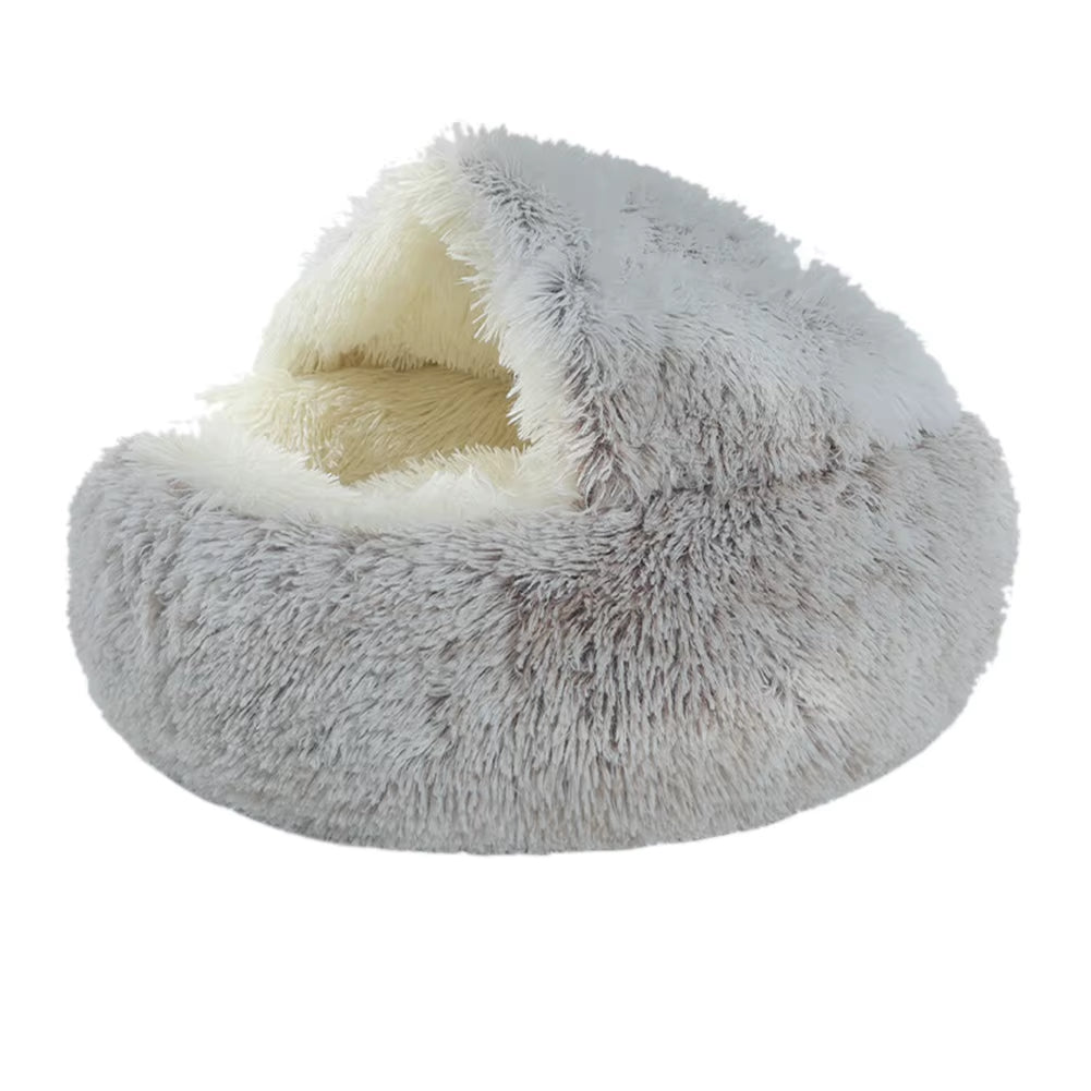 Pet Dog Cat Bed round Plush Cat Self Warming Bed House Soft Long Plush Bed for Small Dog Cat Nest Pet Sleeping Cave Cushion