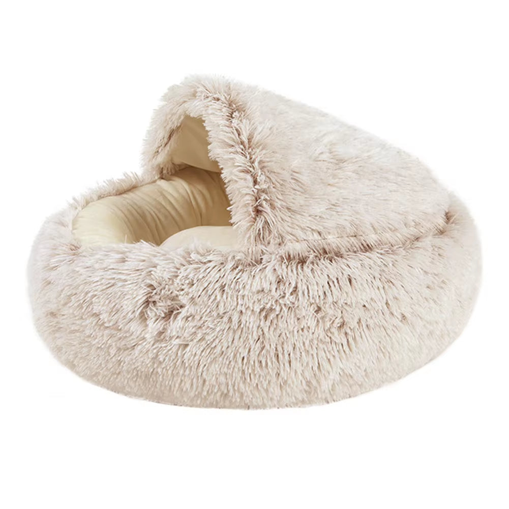 Pet Dog Cat Bed round Plush Cat Self Warming Bed House Soft Long Plush Bed for Small Dog Cat Nest Pet Sleeping Cave Cushion